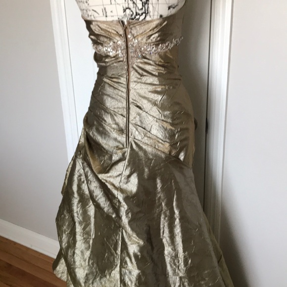 Iridescent Mermaid Prom Formal Evening bead Holographic Ruched corrugated shiny - Picture 5 of 6